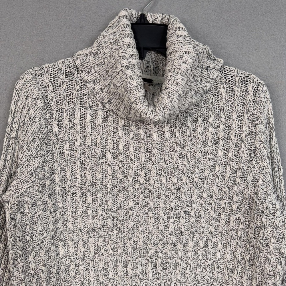 Free People Sweater Womens Large Gray Turtleneck Chunky Knit Comfy Cozy Pullover - Picture 2 of 12